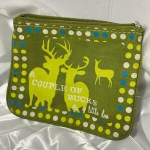 Green Polka Dot Deer Pouch